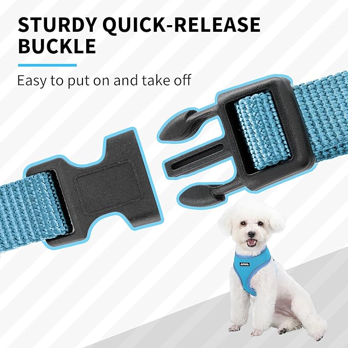 AIITLE Small Dog Harness, Triple-Layer Breathable Mesh, Adjustable Fit & Reflective Design, Choke-Free Over-The-Head Vest for Indoor/Outdoor Use, Perfect for Maltese, Chihuahua (S, Blue)