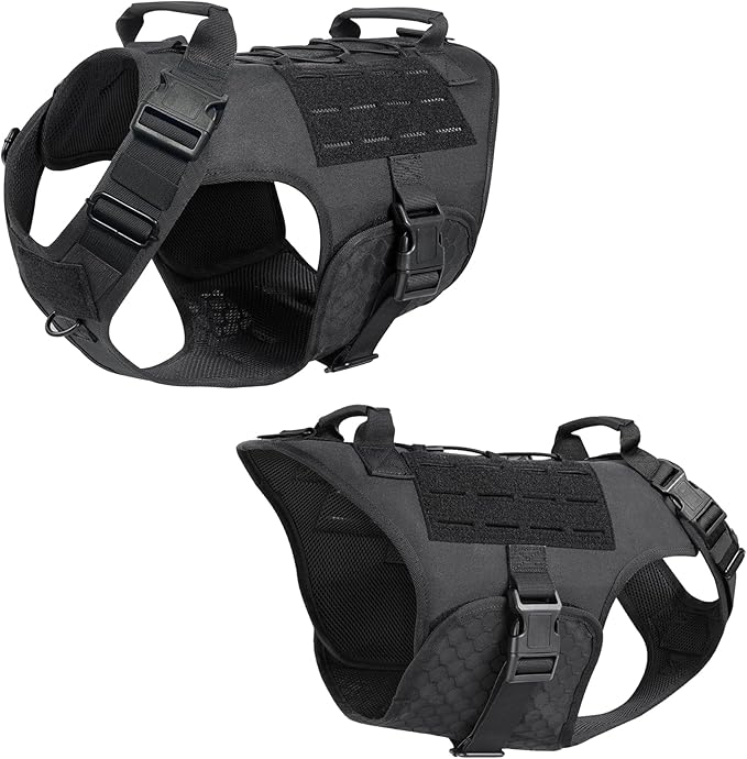 Service Dog Vest,Emotional Support Dog Vest Harness with Sturdy Handle Reflective Dog Harness Soft Padded Breathable Easy Control in Training Dog Vest for Large Dogs (Medium, Black)