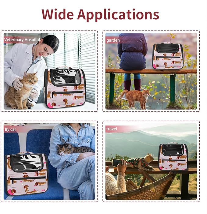 Airline Approved Soft Sided Pet Carrier, Cute Dog Dachshund Pet Travel Bag for Cats & Dogs, Durable, Breathable Pet Travel Bag for Airplane, Car & Train