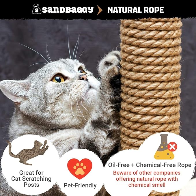 Sandbaggy Sisal Rope Twine 1/4 inch x 500 ft | Industrial Grade (4 Rolls)