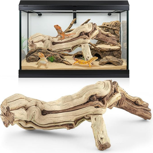 Janinka 18-20" Length Large Wood Reptile Branch for Bearded Dragon Driftwood Reptile Climbing Habitat Decoration for Terrarium Tree Trunk Ornament Gecko Frog Chameleon Spider