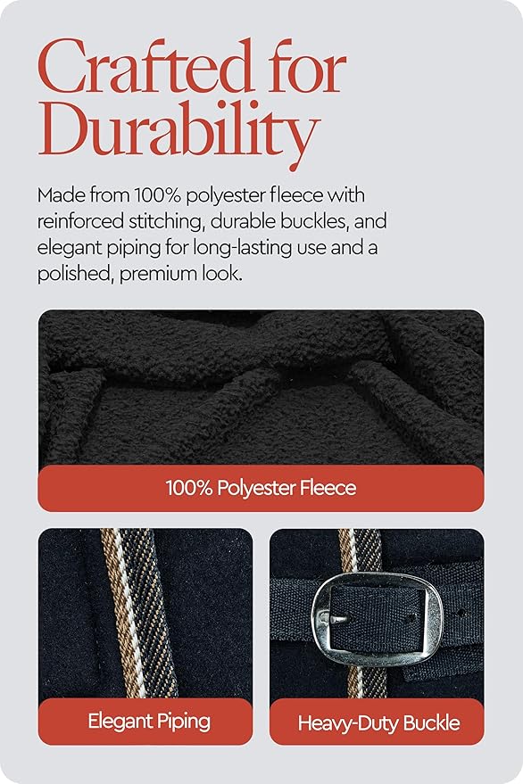HORZE Kiel Fleece Horse Cooler Blanket | Quick-Dry Fleece Horse Cooler Sheet with X-Surcingles & Tail Cord - Dark Navy - 72 in