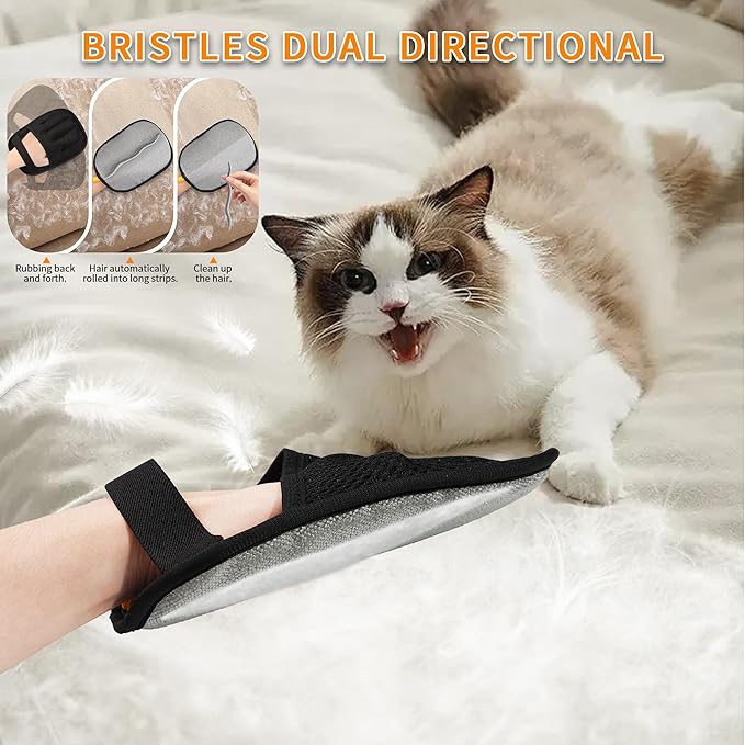 4PCS Pet Hair Removal Glove for Cats & Dogs, 2025 New Upgraded Five-Finger Electrostatic Pet Hair Remover Glove, Reusable Magic Brush Pet Hair Removal Tool for Laundry, Couch, Carpet & Car Seat