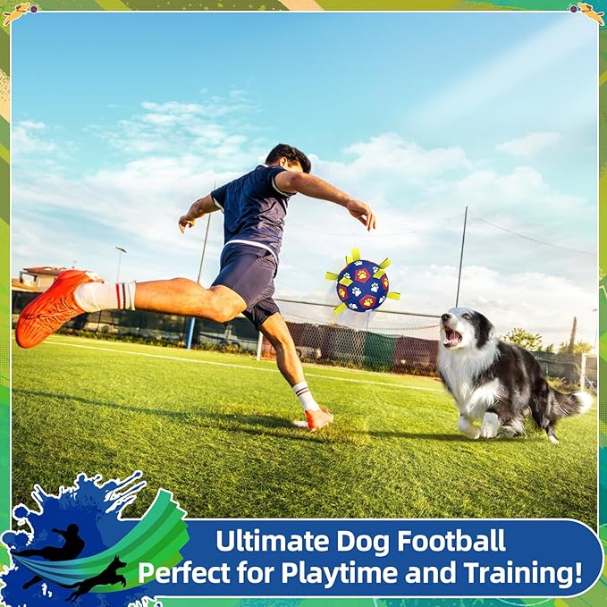 QDAN Dog Toy Balls, Premium Dog Soccer Ball with Straps, Outdoor Dog Toys, World Cup Pet Training Soccer for Medium to Large (8 Inch)