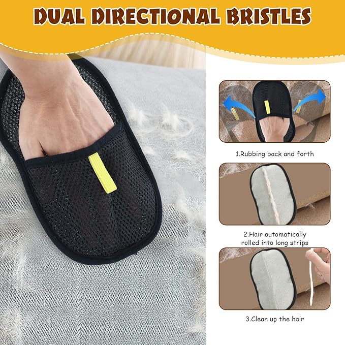 2 PCS Pet Hair Removal Glove, Electrostatic Pet Hair Remover for Cats & Dogs, Cleaning Gloves for Carpet, Couch, Furniture, Car Seat, Double-Sided, Reusable, Washable