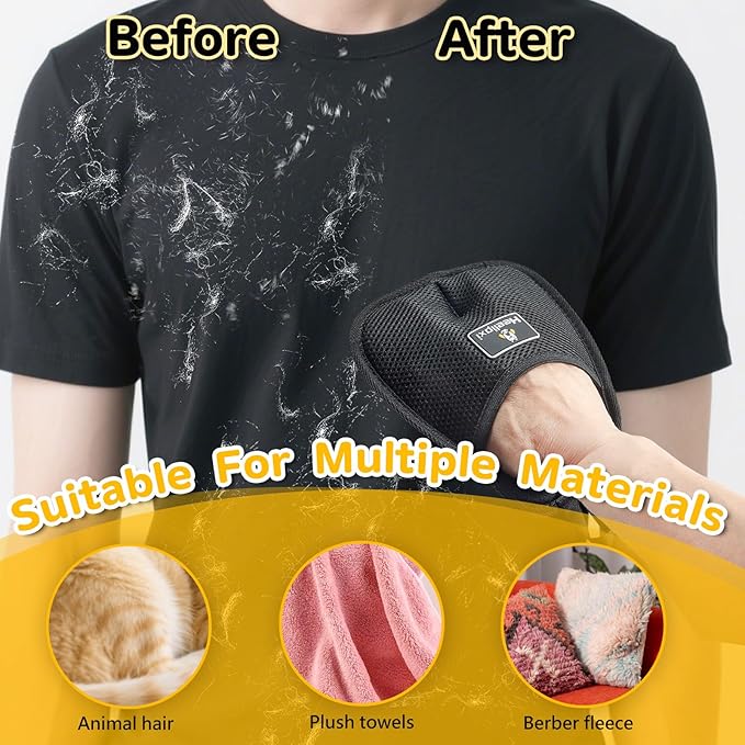 Gloves Pet Hair Removal, Pet Hair Remover Glove, Washable Reusable Dogs Cats Hair Gloves for Furniture Bed Sheets Couch Clothes Carpet Car