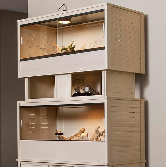 New Age Pet ECOFLEX Two Large Reptile Enclosures with Matching Stacker Combo Set in Maple