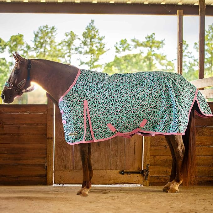 Jeffers Expression 1200 Denier Standard Neck Turnout Blanket, Party Cheetah, 69" - Waterproof, Breathable Horse Blanket with 240 gram of Polyfill, Ideal Protection for Winter, Medium Weight