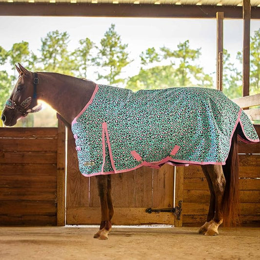 Jeffers Expression 1200 Denier Standard Neck Turnout Blanket, Party Cheetah, 69" - Waterproof, Breathable Horse Blanket with 240 gram of Polyfill, Ideal Protection for Winter, Medium Weight