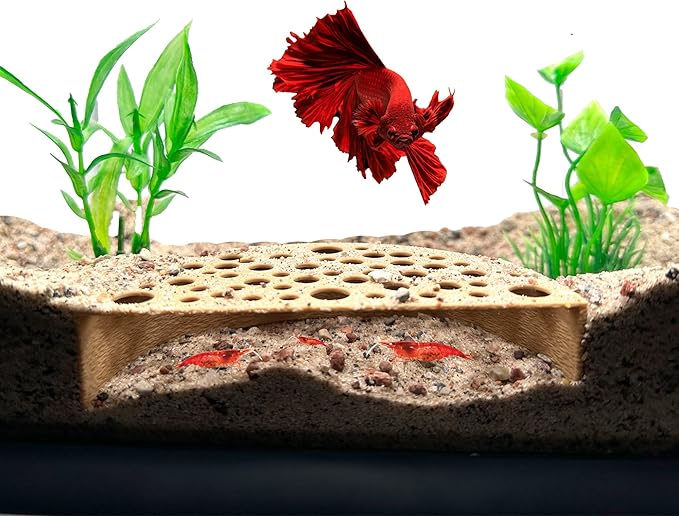 Shrimp Breeding Protector | Shrimp Breeding Cave Aquarium Tunnel | CTWPets (Light Brown)