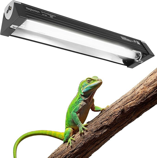 T5 Reptile UVB Light 12.5 Inches Fixture with UVB 10.0 Bulb High Output Hood for Terrariums, Basking Reptiles, Lizards, Chameleons, Iguanas, Bearded Dragons, 8W