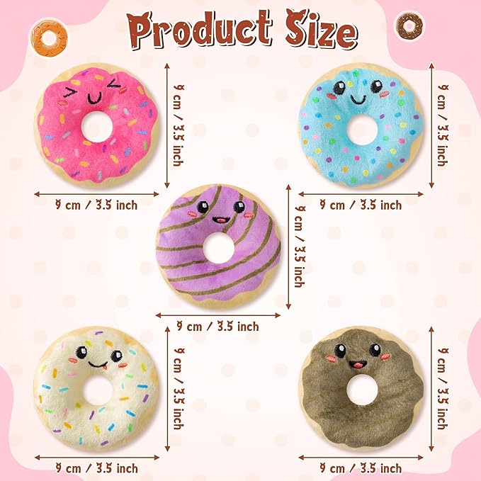 L1rabe Donut Catnip Stuffed Toys - Christmas Winter Gifts 5Pcs Funny Dessert Organic Cat Toys Pet Supplies, Indoor Cats Chew Bite Teething Tools Kittens Catmint Birthday Gifts Interactive Supplies