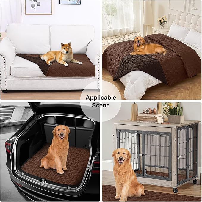 Smiry Waterproof Dog Blanket, 30x70 Inch Soft Pet Bed Cover Reversible, Washable Sofa Couch Furniture Protector for Small Medium Large Dog Puppy Cat, Geometric, Brown/Chocolate