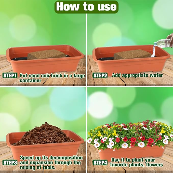 ZeeDix Compressed Coco Coir Brick for Plants, Premium Coconut Coir Bricks Potting Soil Mix, Natural Coconut Husk Coco Peat Brick with Low EC and pH Balance for Gardening Plants Flower Herbs