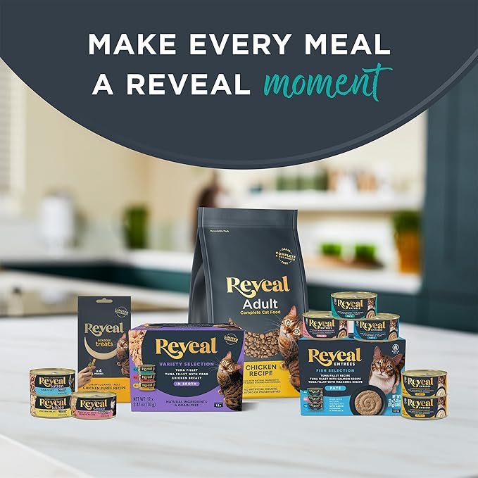 Reveal Natural Wet Cat Food, 24 Count, Grain Free, Limited Ingredient Canned Food for Cats, Tuna with Sea Bream in Broth, 2.47 oz Cans