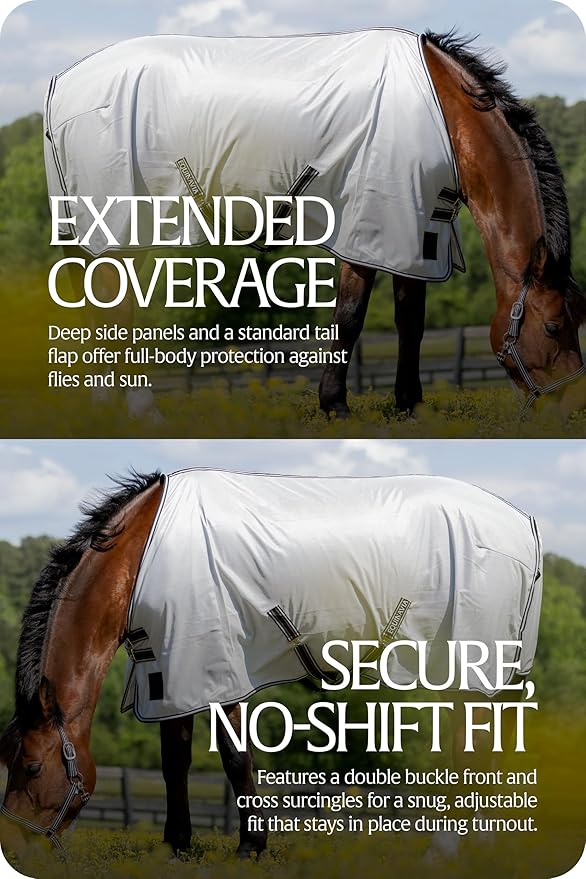Equinavia Gard Horse Fly Sheet | UV Protection Mesh Fly Sheet for Horses | Lightweight Nylon Turnout Sheet Fly Sheets for Horses - Silver Gray - 84 in