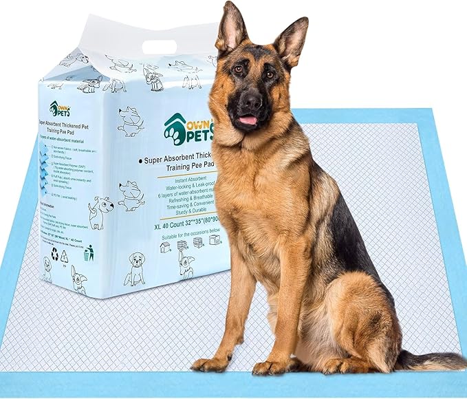 Ownpets Dog Training XL Extra Large Pad 35’’ x 32’’, Leak-Proof 6-Layer Pet Potty Training Pads Pee Pads with Quick-Dry Surface for Pets, Puppies, Adult, Sick & Aging Dogs, 40 Counts