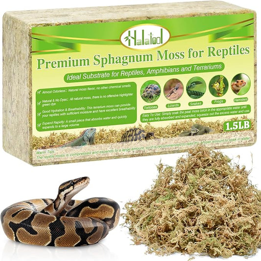 Halatool 1.5LB Natural Sphagnum Moss for Reptiles Premium Reptile Moss Ideal Terrarium Moss for Box Turtles Hermit Crabs Leopard Gecko Snakes and Hamsters Enclosure