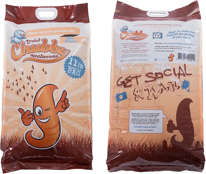 Chubby Mealworms 66Lbs Bulk Dried Mealworms High Protein Treat for Chickens, Ducks, Birds and Much More