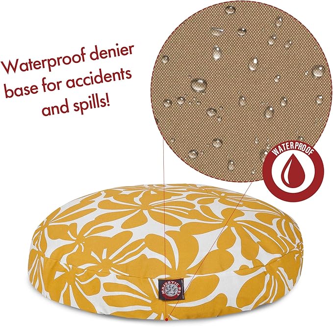 Yellow Plantation Small Round Indoor Outdoor Pet Dog Bed With Removable Washable Cover By Majestic Pet Products