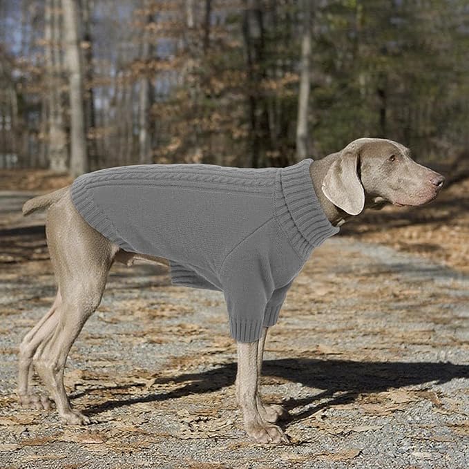 SAWMONG Dog Sweater for Medium Dogs, Turtleneck Knitted Pullover Sweater Sweatshirt, Classic Winter Warm Pet Sweater for Boy Girl Pet Chihuahua, French Bulldog, Golden Retriever, Pug, Cat (Grey, M)