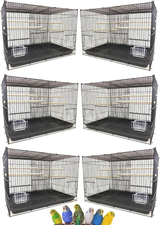 Small Breeder Breeding Cages with Center Dividers, Pack of 6, 24 x 16 x 16 H inches (24 x 16 x 16 H inches, Black)