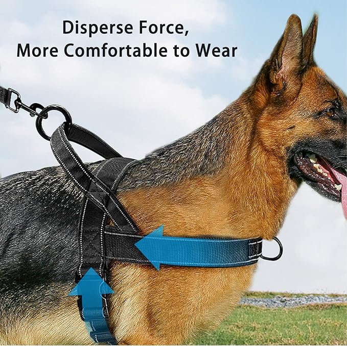 No Pull Dog Harness Black for Small Medium Large Sized Dog, Reflective Escape Proof Adjustable Dog Harnesses with 2 Patch, S