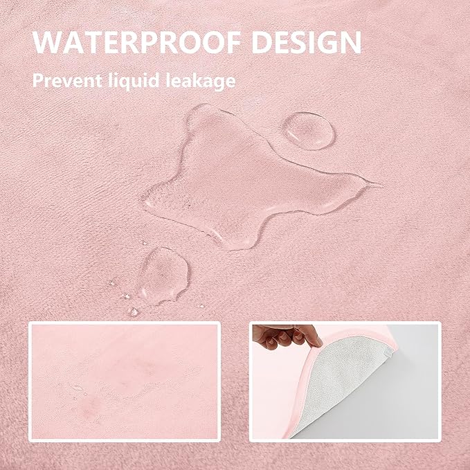 Waterproof Dog Blankets, Washable Pee Proof Pet Blanket for Couch, Soft Reversible Puppy Throw Furniture Protector Cover for Bed Sofa-68"x82",Pink+Cream