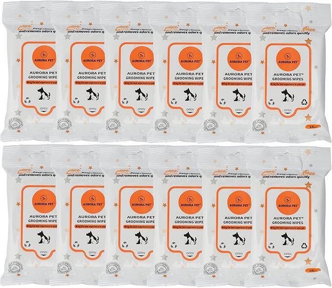 Aurora Pet Wipes – 100% Natural, Plant-Based Hypoallergenic Grooming Wipes for Dogs & Cats (120-Count Travel Pack)