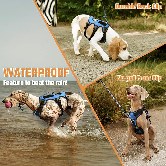 AUROTH Dog Harness, Escape Proof Dog Harness for Large Dogs, No Pull Dog Harness with Lift Handle, Soft Padded Reflective Adjustable Dog Vest Harness, Large Dog Harness for Walking Hiking Training