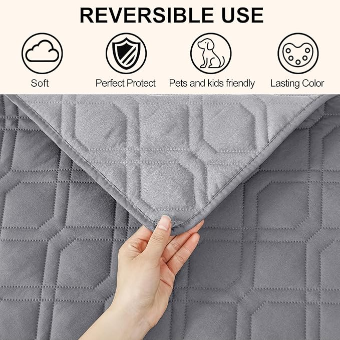 Smiry Waterproof Dog Blanket, 30x70 Inch Soft Pet Bed Cover Reversible, Washable Sofa Couch Furniture Protector for Small Medium Large Dog Puppy Cat, Geometric, Grey/Light Grey