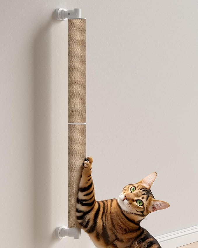 SVD.PET Cat Scratching Post Wall Mounted, 37.5" Tall Jute Cat Scratcher for Wall with Hanging Toys for Large Cats Indoor Cat Wall Furniture