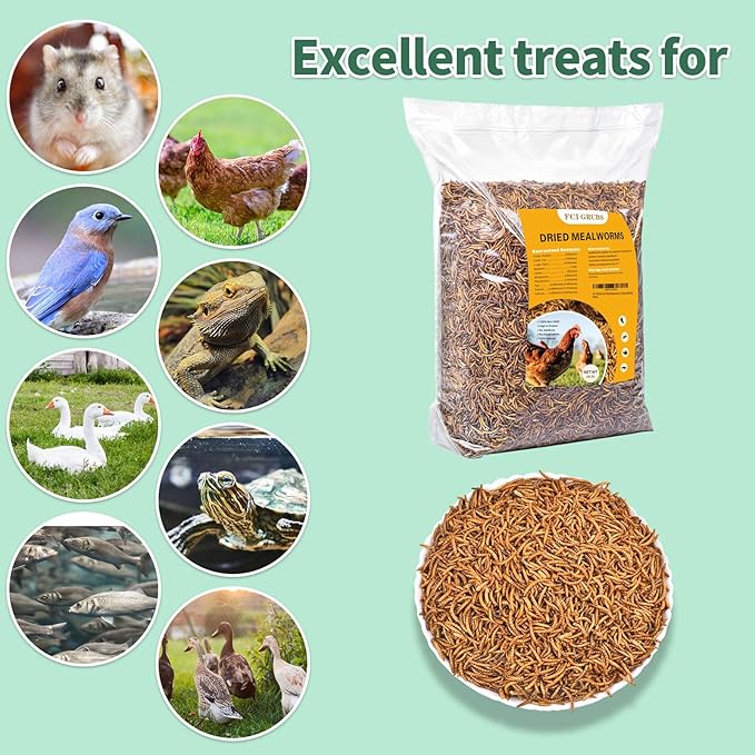 Dried Mealworms 2LB-High Protein Chicken Feed,More Protein,No Additives,Premium Organic Non-GMO,Rich in Protein Meal Worms for Chickens,Wild Birds,Laying Hens,Turkeys-Nutrient-Rich Mealworms