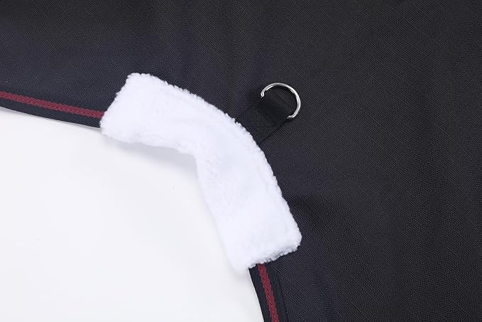 LEAFOREST 1200D Turnout Horse Winter Blanket Waterproof Breathable Snow Proof Heavy Blankets 200g Fill Sheet in The Barn, Stable, Stall, Pasture, Paddock Black Red 84 inches