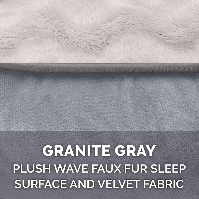 Furhaven Orthopedic Dog Bed for Large Dogs w/ Removable Bolsters & Washable Cover, For Dogs Up to 95 lbs - Plush & Velvet Waves Perfect Comfort Sofa - Granite Gray, Jumbo/XL