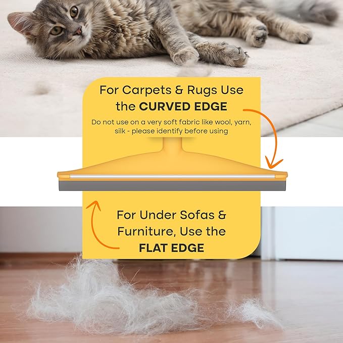 Carpet Brush for Pet Hair – Cat & Dog Hair Rake for Carpet & Upholstery – Xtra Long and Adjustable 60" Cat and Dog Hair Broom for Rug & Couch Cleaning