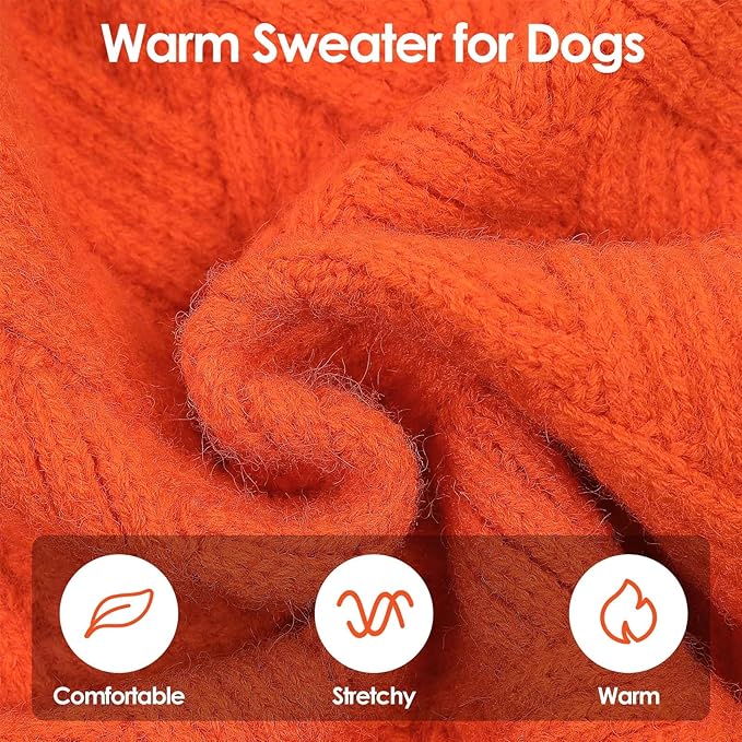 SUNFURA Dog Sweater Large Size Dog, XXL Pet Sweaters for Extra Large Dogs, Doggy Warm Turtleneck Christmas Sweatshirt Cold Weather Knit Pullover for Golden Retriever, Orange XXL