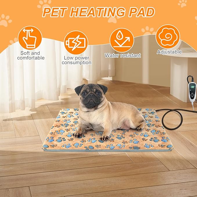 Extra Large Dog Heating Pad 47×30 in Waterproof PVC Large Heating Pad for Dogs，Smart Thermostat Heated Dog House，Reinforced Interface + Wire Rope Whelping Box for Dogs