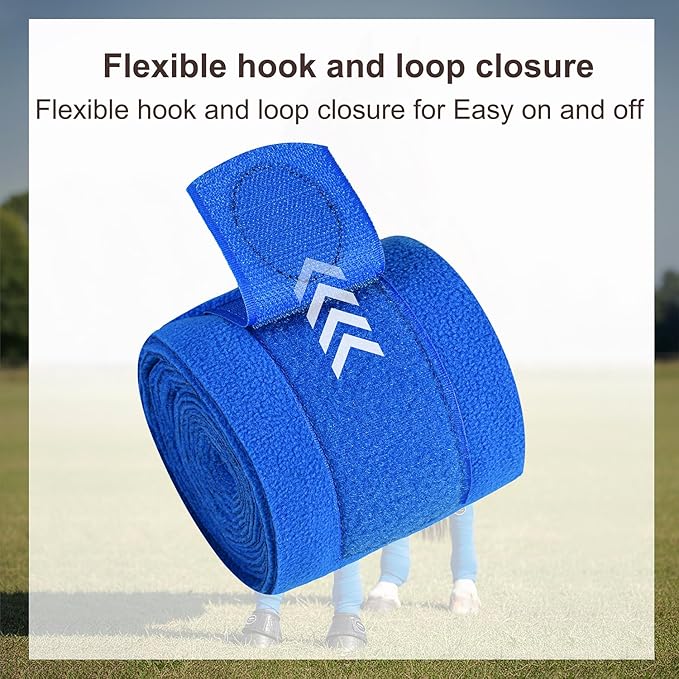 Horse Polo Leg Wraps, Fleece Wraps Elastic Bandages, Comfort Equestrian Standing Wraps, Set of 4, Boot Protection Stable Wraps Supplies (Full 10ft Red)