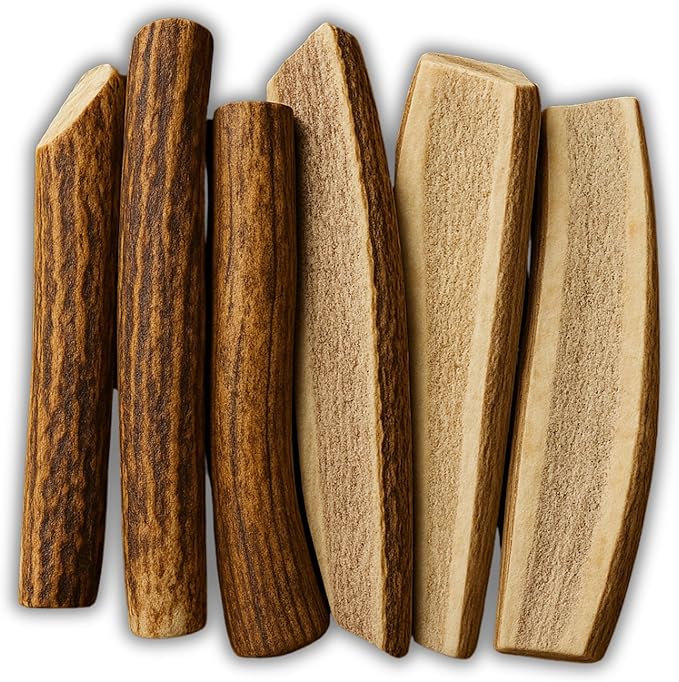 WhiteTail Naturals | Split-Cut Elk Red Deer Antlers for Dogs | (6 Pack Medium) | Cruelty Free | Naturally Shed Elk Dog Chew Bones
