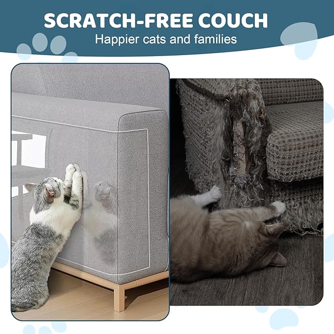 Cat Scratch Furniture Protector, 30Pack Self-Adhesive Single Side Couch Protector from Cat Claws, Furniture Protectors from Cats, Anti Scratch Sticky Tap, No Pins