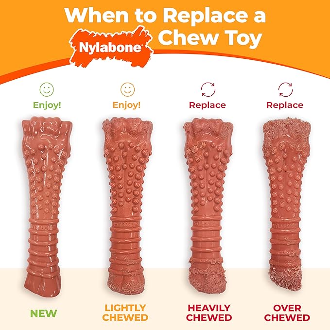 Nylabone Power Chew Classic Bone Chew Toy for Dogs, Durable Dog Toys for Aggressive Chewers, Peanut Butter Flavor, Medium/Wolf - Up to 35 lbs. (1 Count)
