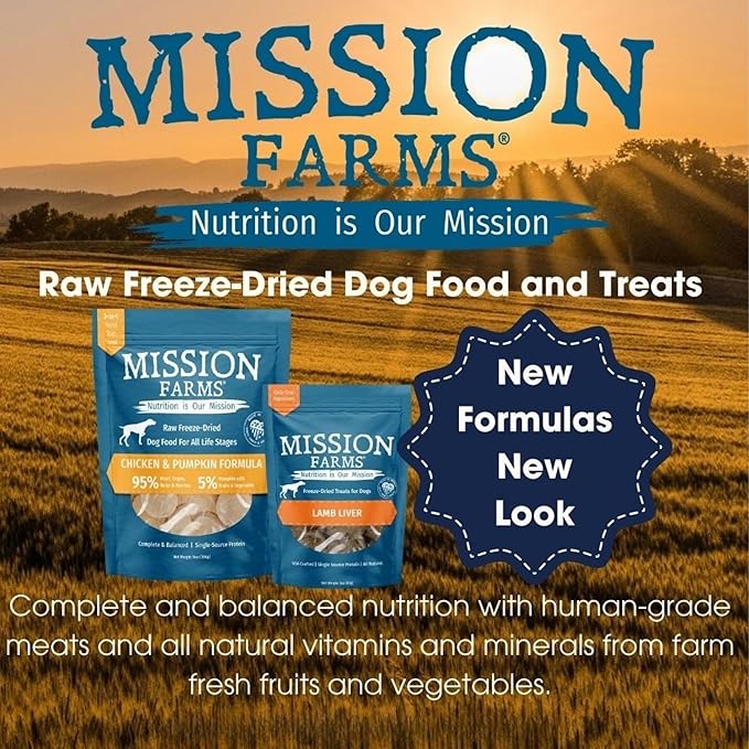 Mission Farms Freeze-Dried Raw Dog Food Chicken & Pumpkin Complete & Balanced for All Life Stages, 14oz