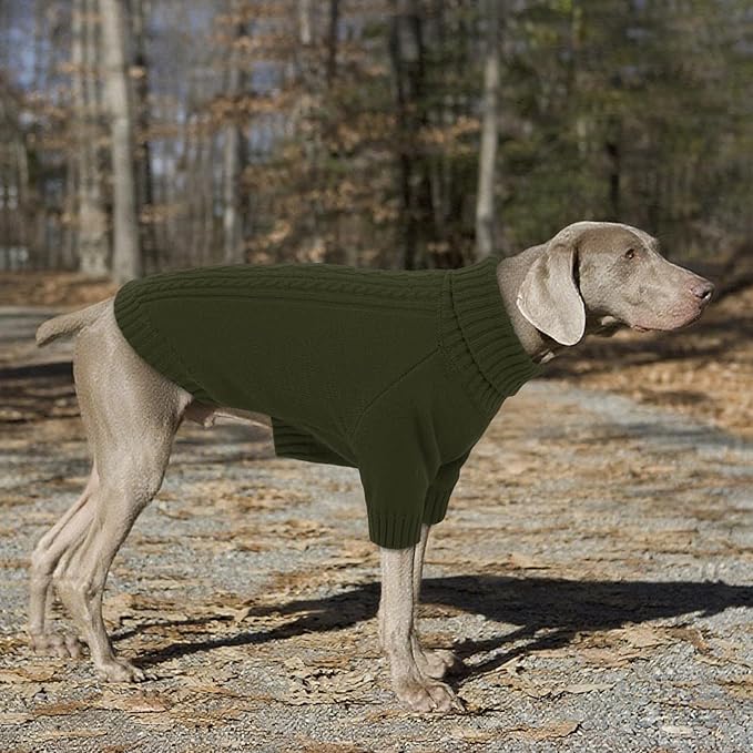 SAWMONG Dog Sweater for Small Dogs, Turtleneck Knitted Pullover Sweater Sweatshirt, Classic Winter Warm Pet Sweater for Boy Girl Pet Chihuahua, French Bulldog, Golden Retriever, Pug, Cat (Green, S)