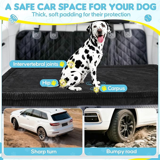 Dog Car Bed, Non-Slip Backseat Extender Pet Mat, Removable Washable Dog Bed for SUVs, Sedans & Trucks, Anti-Slip Travel Bed for Dogs, Easy Clean & Scratch-Proof & Comfort (56"x28.7")