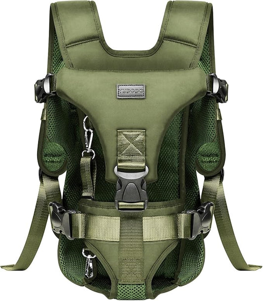 Pet Dog Front Carrier Backpacks, Legs Out Secure-Fit Dog Front Carrier for Small Dogs Up to 17 lbs, Adjustable Hands Free Pet Chest Carrier for Hiking Cycling (S, Army Green)