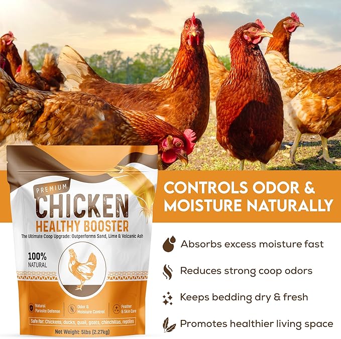 Chicken Dust Bath Sand Mix – Natural Poultry Dust for Feather & Skin Care | Diatomaceous Earth Blend | Coop Cleaner & Odor Control | Safe for Chickens, Ducks, Chinchillas-5 lbs