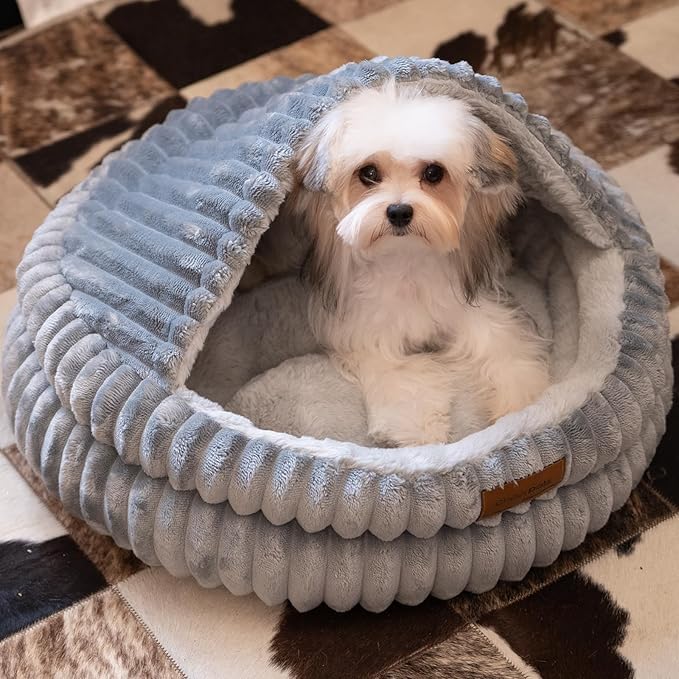 CHEERPALS Cat Bed for Indoor Cats, Washable Round Cat Bed Soft Fluffy Pet Bed for Kitty, Puppy and Small Dog(Dark Blue)