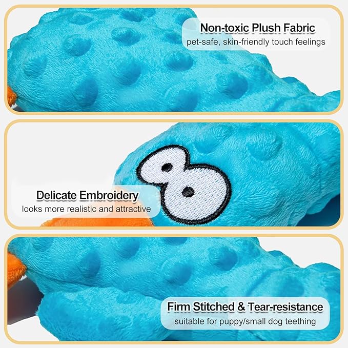 Adpartner Plush Squeaky Dog Toys, 2 Pack Squeak Duck Stuffed Squeaky Toys for Small, Medium Dogs to Keep Them Busy, Interactive Crinkle Dog Toys Soft Pet Chew Toy for Training and Reduce Boredom