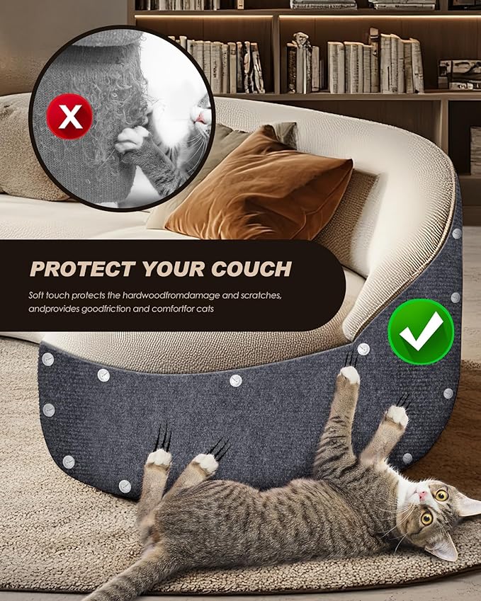 Cat Scratch Furniture Protector, Trimmable Self-Adhesive Carpet, DIY Climb Cat Scratcher Mat for Covering Cat Tower and Couch Protector from Cat Claws (39.4x15.8in Dark Gray)